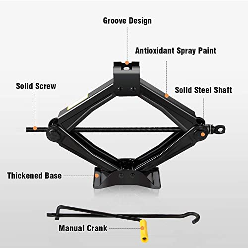 Image of GNEY Automotive Exterior Parts Lift Scissor Jack for All Car, Super Heavy Duty Car Set Hatchback Sedan, Floor Jacks with Speed Handle (1.5 TON)