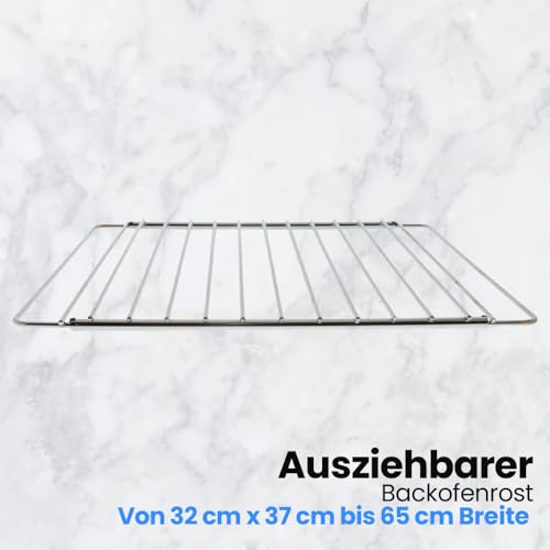 Anakel Home Backofenrost Ausziehbar 32 x 37-65 cm | Gitterrost für Backofen Edelstahl | Ofenrost Verstellbar Universal | Backofen Gitter Grillrost