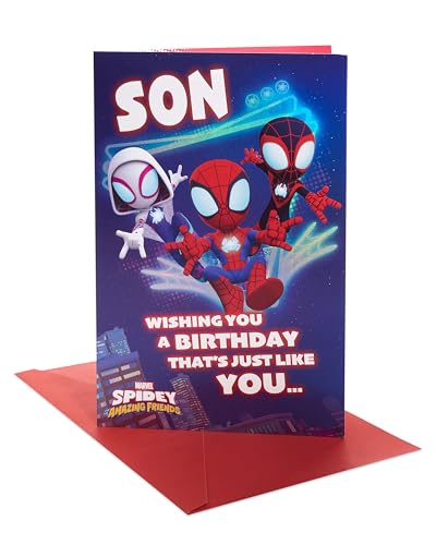 UK Greetings | Marvel Spider-Man Birthday Card for Son | Happy Birthday Gifts | Him, Boys, Men | Cool Design | With Envelope | 155 x 235 mm