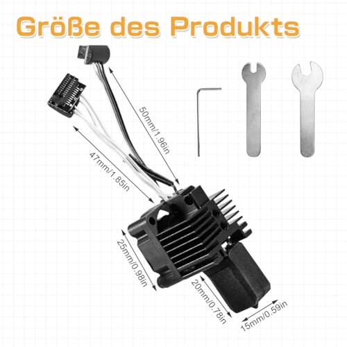 Silkwish Hardened Steel Hotend Kit with Lüfter für Bambu Lab P1P/P1S Drucker - Inkl Vollmetall-Hotend mit gehärteter Stahldüse (0,4mm), Schraubenschlüssel, Allen-Schlüssel | 550°C Hitzeleistung