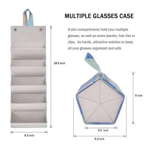 Image of Kenpal Sunglasses Storage Organizer Holder Foldable Travel Case with 5 Slot Compartments for Multiple Glasses