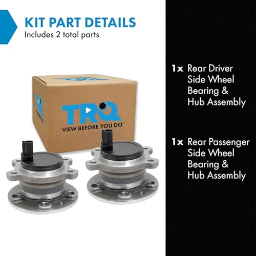 Image of TRQ 2 Piece Rear Wheel Bearing & Hub Assembly Set with ABS Sensor Compatible with 2012-2014 Volvo S60 2007-2013 S80 2008-2010 V70 2013 XC70