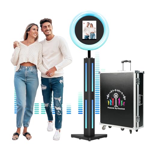 Portable Photo Booth Stand Shell with Flight Case, Fits for 12.9in 11in 10.9in 10.2in Ipad,Selfie Photo Booth with ChackTok PhotoBooth VIP Member,Ideal for Parties,Wedding and Events