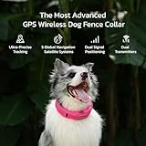 SATELLAI Dog Wireless Fences, Pink The Most Advanced GPS Dog Collar with AI Analysis, Precise Positioning, 5-Day Battery, and IP68 Waterproof, Flexible Virtual Fencing for Medium & Large Dogs