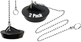Rubigo 2 Pack Bath Plug and Chain Kitchen Sink Plug Bath Plug Replacement Stopper 45mm (Drain Plug Size 45.5 to 42 mm) Drain Plug with Strong Hanging Stainless Steel Ball Chain 45cm Length (2)