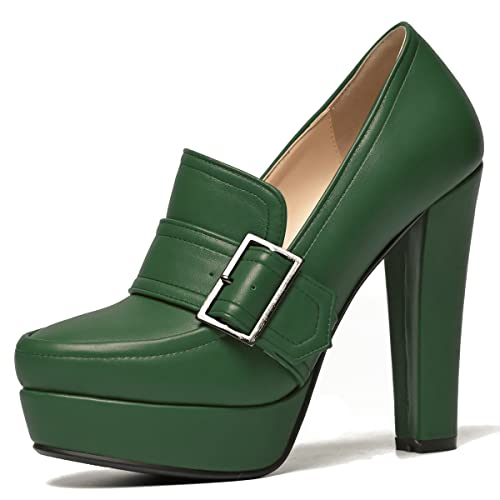 Image of SHODENSE Women Vintage Chunky Platform Loafers Pumps Tassel Round Closed Toe Slip On Suede Block High Heel Dress Loafer Shoes Buckle Strap Oxford Loafers Fringe Pump Dressy Chic Sexy Y2k 4-11 M US
