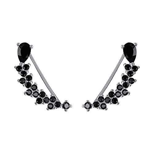 EVER FAITH Women's 925 Sterling Silver CZ Sweep Ear Pin Cuff Wrap Hook Earrings 1 Pair