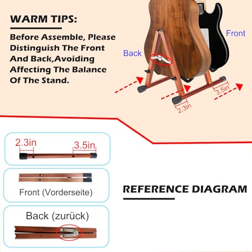DOMMI Guitar Stand for Multiple Guitars, Double Guitar Stands Floor with Soft Foam Arms, Wooden A-Frame Acoustic Guitar Stand Adjustable for Acoustic Guitars, Bass, Electric Guitar, Easy to Assemble