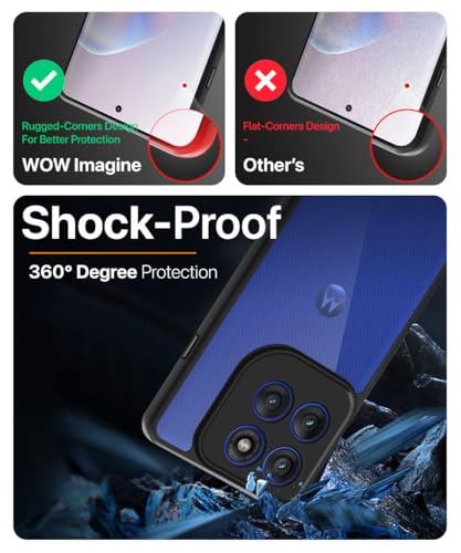 Image of WOW IMAGINE Shockproof Hybrid Back Cover for Motorola Moto Edge 60 Pro 5G | Hard Slim fit Back Case | PC & TPU | Clear Transparent Case - Black