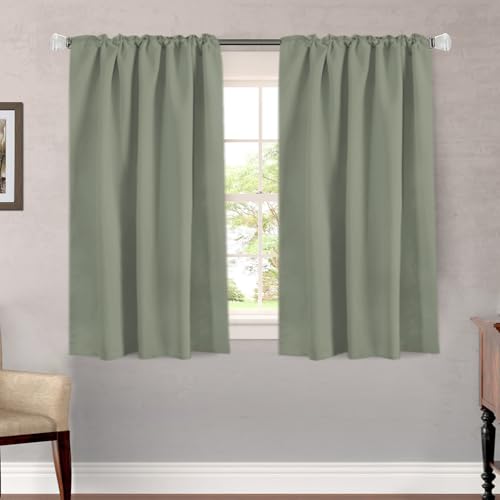 Image of H.VERSAILTEX Blackout Curtains Thermal Insulated Window Treatment Panels Room Darkening Blackout Drapes for Living Room Back Tab /Rod Pocket Bedroom Draperies (2 Panels, Sea Grass, 52 x 54 Inch)