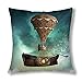 HZLM Funny Fantasy 3D Steampunk Airship - Funda de cojín decorativa para decoración de globos de aire caliente, 45 x 45 cm, funda de almohada cuadrada con cremallera
