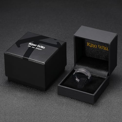 Image of King Will Tungsten Carbide Wedding Band for Men Women-6 /8 /10mm Width Multicolor Available with Grooved Center Wedding Ring Suitable for Work, Gym Comfort Fit Size 4-16