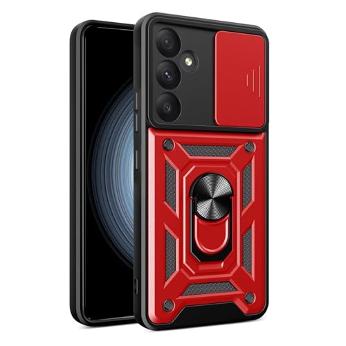 Custodia per Cellulare Samsung Galaxy A35 5G 6.5 Inches PC Anello Armor Push Window Anti Drop per Cover - rosso