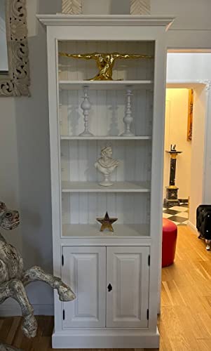 Casa Padrino Armario de Madera Maciza de Estilo campestre Blanco 70 x 35 x A. 210 cm - Armario de Libros - Armario estantería - Armario de salón - Armario de Oficina - Muebles de Estilo campestre Cover