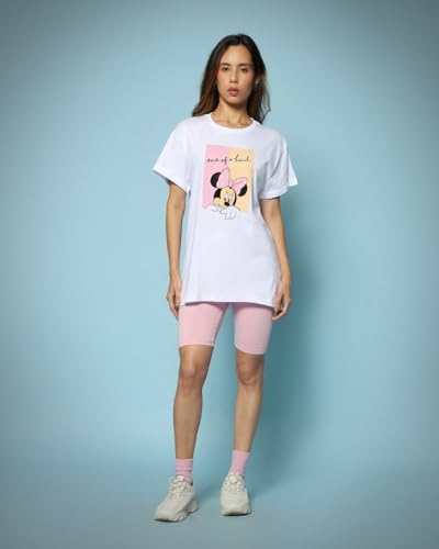 Image of Bewakoof Official Disney Merchandise Women's Graphic Print Boyfriend Fit Half Sleeve Round Neck Cotton Relaxed Fit T-Shirt