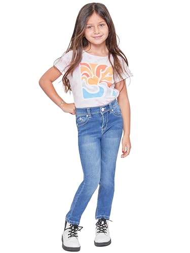 YMI Toddler Girl Adjustable Waistband Snap Button Light Fading Skinny Jean4