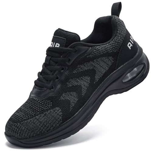 Womens Trainers Black Running Shoes Ladies Air Cushion Memory Foam Plantar Fasciitis Orthopedic...