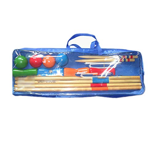 Huachaoxiang Croquet, juego de jardín Holzspielwaren para jugar al croquet al aire libre para niños, adultos, juego completo con bolsa de croquet, 1