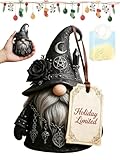 AID1YA Gothic Wizard Gnome Figurine, Halloween Gothic Gnomes Collectible Fall Decor, Resin Wizard Statue for Indoor Scary Table Shelf Tier Tray Ornament, Spooky Fall Christmas Home Decoration Gift