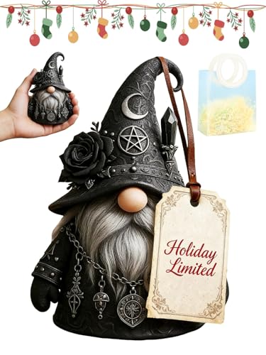 AID1YA Gothic Wizard Gnome Figurine, Halloween Gothic Gnomes Collectible Fall