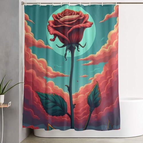 Rideau de douche lavable en machine tissu résistant imprimé rose 875 - 8