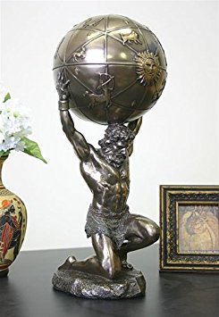 Atlas Holding World Greek Statue And Trinket Box, Bronze Finish #TOP20