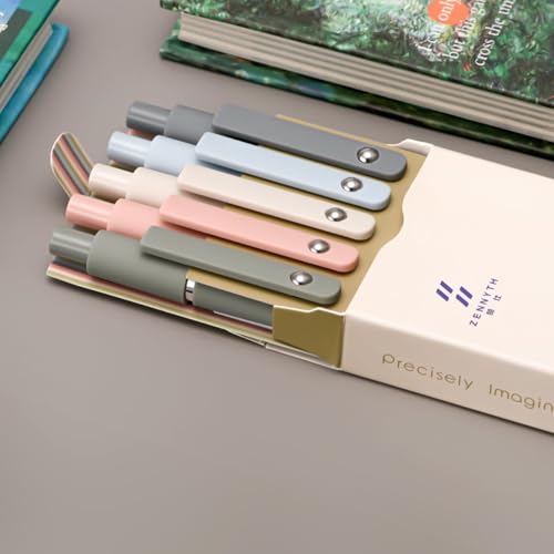 Image of 5PCS Retractable Gel Pens Set, Quick Dry Black Ink 0.5mm Fine Point Pens, Smooth Writing Rollerball Gel Ink Pens with Soft Touch Grip for School, Office & Home Use (Morandi Color)