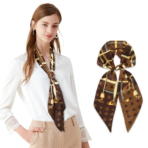 59" Mulberry Silk Like Head Scarf Women's Fashion Square Neck Satin Scarfs for Bag Hair Scarves Gift 59" * 5.9”2