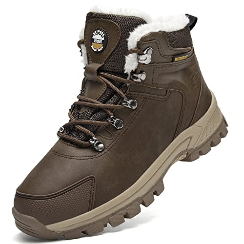 Image of Jinta Shoes Mens Womens Winter Snow Boots Hiking Climping Booties Warm Waterproof Fur Lined Non Slip Leather Ankle US 4-14.5