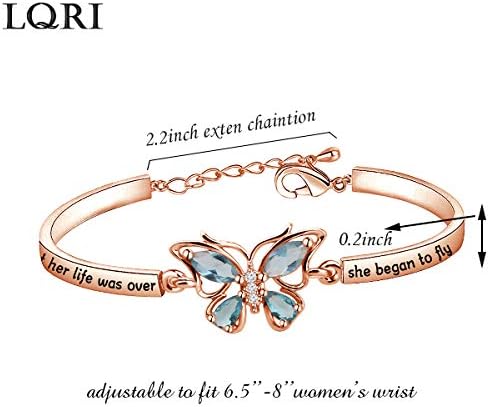 LQRI Butterfly Inspirational Bracelet Graduation Gifts Just When The Caterpillar Thought Her Life Was Over She Began To Fly Butterfly Charm Bracelet Motivational Gifts for Her (b-rose-just when) - Image 5