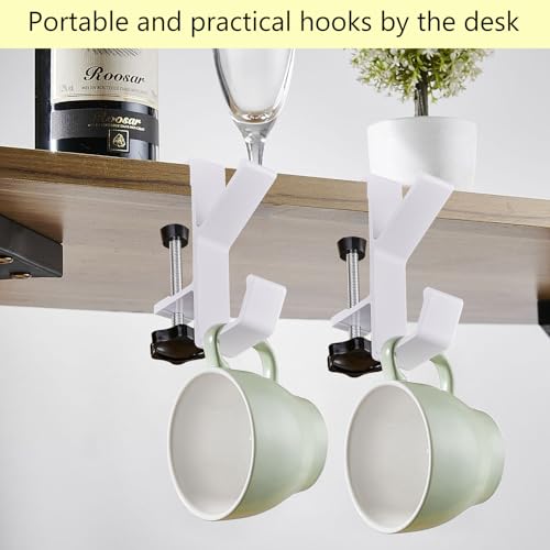 MHYMX Taschenhalter für Tisch, 2 Stück Handtaschenhalter Verstellbar Taschenhaken Kopfhörer Halterung Unter Schreibtisch Multifunktionaler Taschenhalter Tisch für Büro Studier