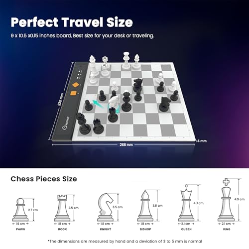 Image of Chessnut Go Portable Travel Electronic Chess Board - Full Piece Recognition, Magnetic Adhesion, AI Chess Computer, Compact Design - Best Smart Chessboard for Travel (Orange)