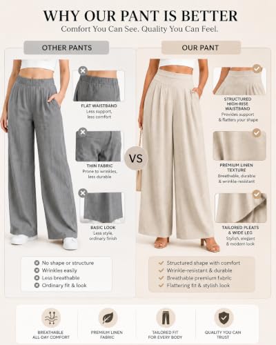 Image of Jawdrobe Women's Pure Cotton Flare Palazzo Pant | Wide Leg Trouser | Casual Office Wear | Relaxed Fit- Semi-Elastic High Waist
