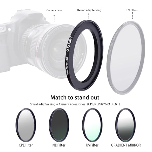Image of 49mm to 67mm Step-Up Ring Filter adapter /49mm to 67mm Camera Filter Ring ;Compatible All Brands 49 mm Lens and 67 mm UV,ND,CPL,Metal Step Up Ring
