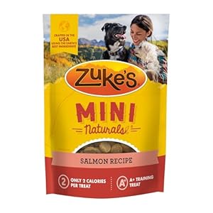 Zuke’s Mini Naturals Soft And Chewy Dog Treats For Training Pouch, Natural Treat Bites With Salmon Recipe – 6 oz. Bag