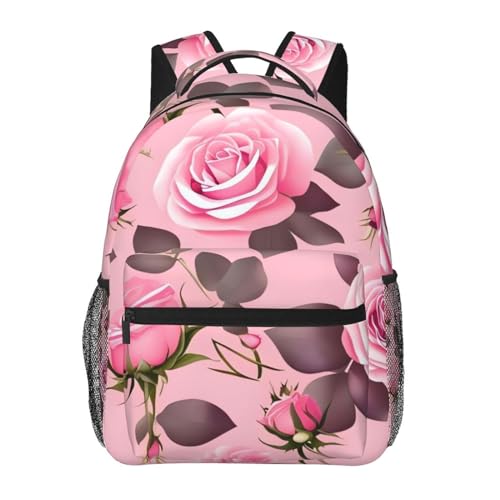 Sac à dos ordinateur portable roses anti-choc et léger pour voyage
