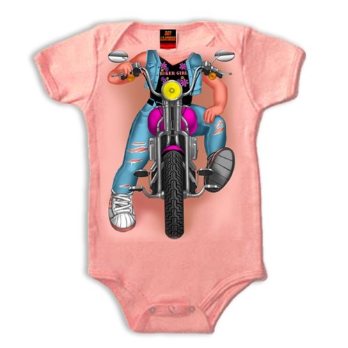 Hot Leathers Headless Girl Biker Onesie (Pink, 18 Months)