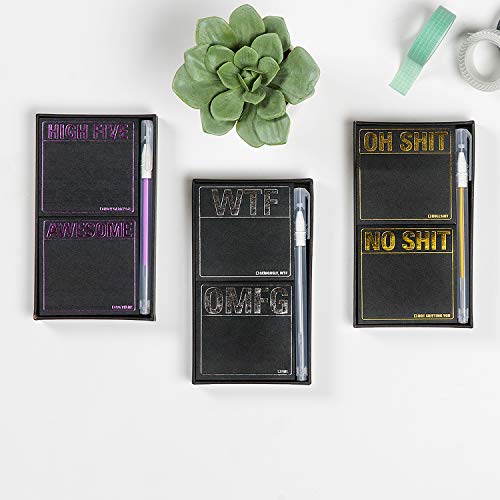 Bloc de notes adhésives papier noir repositionnable avec stylo gel