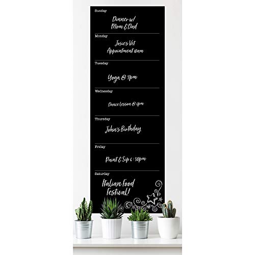 Wallies Vinyl Wall Decals, Peel And Stick Weekly Calendar Chalkboard Wall Decal, 9'' X 25'' #TOP5