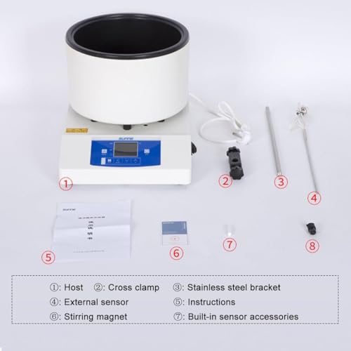 Agitador magnético digital con calefacción, mezclador de 5 A para uso en laboratorio, equipo de laboratorio para mezcla y calentamiento precisos, perfecto para investigación y experimentos