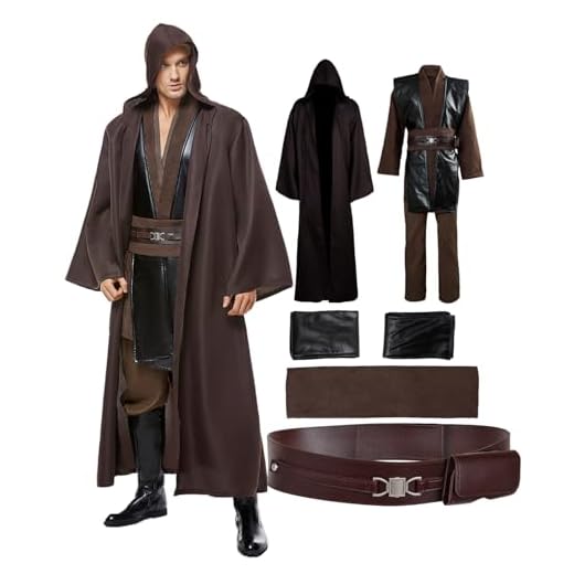 Fortunezone Disfraz de caballero para hombre, túnica con capucha, uniforme, disfraz de cosplay de Anakin, para adultos