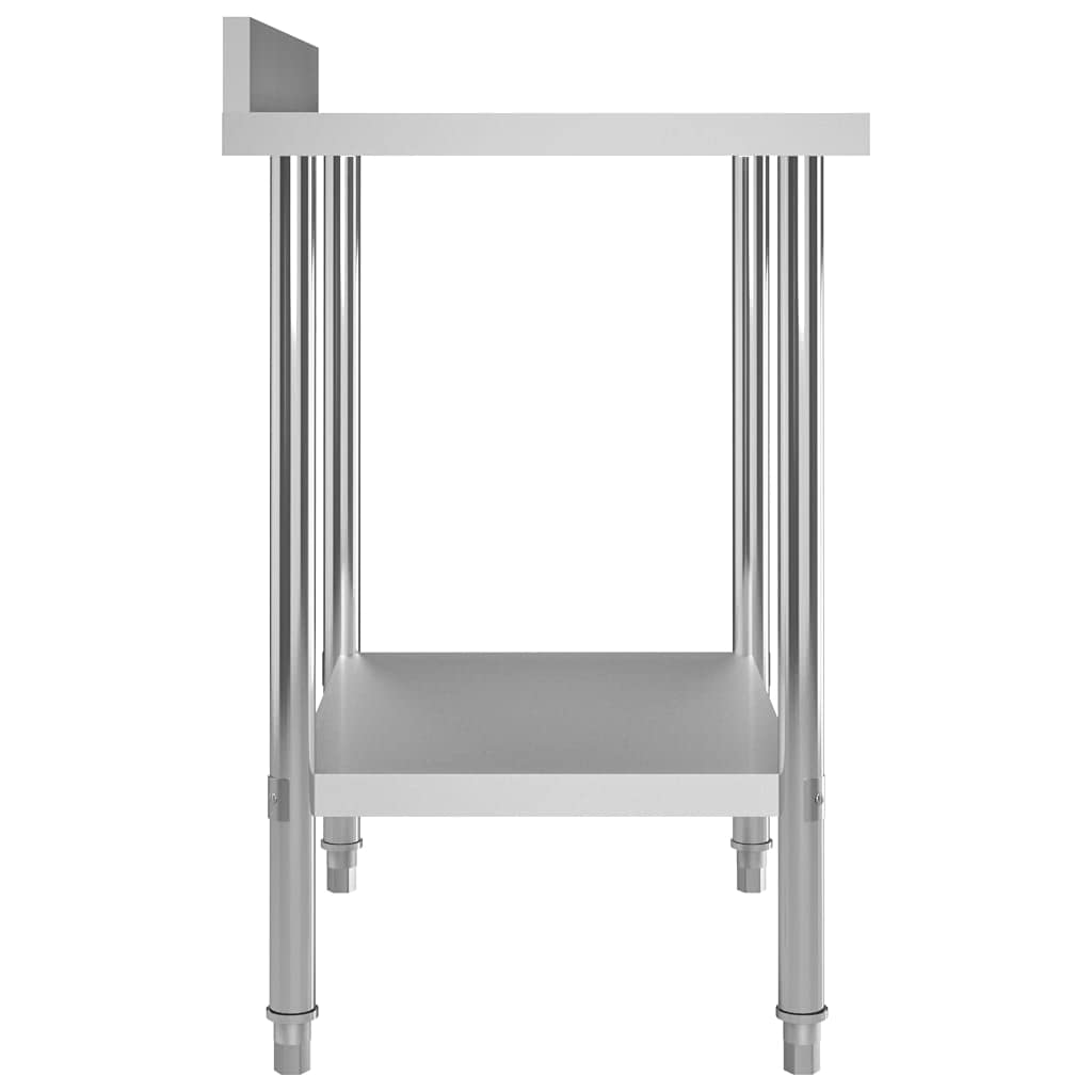 vidaXL Küche Arbeitstisch mit Aufkantung Verstellbare Füße Gastronomie Gastro Edelstahltisch Küchentisch Zerlegetisch Tisch 80x60x93cm Edelstahl