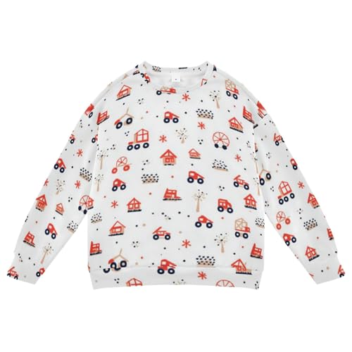 JUNZAN Cute Tractor Farm Mill Trailer Little Boys Hoodie Sweatshirt Long Sleeve Hoodies for Girls Party 4T