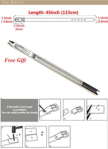 Womens Genuine Cowhide Leather Belt Pin Buckle for Jeans/Pants/Dresses (Red (Gold-Buckle))2