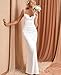 Womens Satin Elegant Weeding Guest Maxi Dress Bodycon Long Formal Cocktail Silk Dresses White
