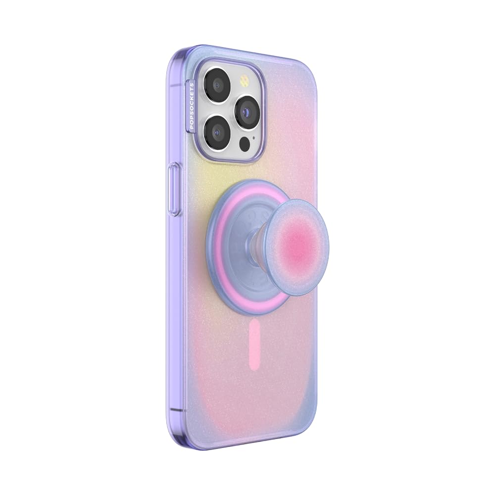 PopSockets iPhone 15 Pro Max Case with Round Phone Grip Compatible with MagSafe, Phone Case for iPhone 15 Pro Max, Wireless Charging Compatible, Cute PopSockets - Aura