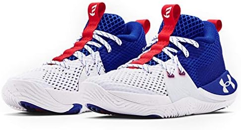 Under Armour Kids (GS) Embiid One Basketball Shoes (White/Royal, Numeric_7)