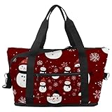 Bolsa de viaje con copos de nieve, expandible, para fin de semana, impermeable, para deporte, gimnasio, hospital, Multicolor 12, Talla única, Bolsa de viaje