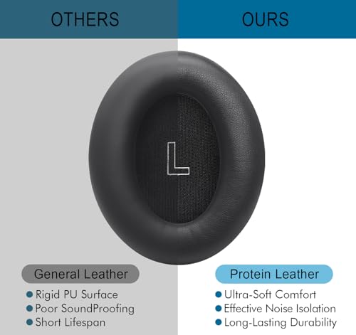 Ear Pads para Bose QC Ultra/New QuietComfort Ultra (2da Gen) - Negro | Almohadillas con Cuero Proteínico Suave, Espuma de Memoria, Grosor miniatura 5
