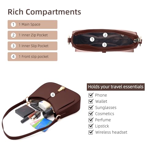 Prettyzys Crescent Shoulder Bag for Women, Vintage Retro Vegan Leather Clutch Tote Handbags Crossbody Bags Handbag for Women3